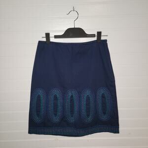 Boden Size 6 Knee Length Mini Skirt Embroidered Stitched Geometric Boho Artsy